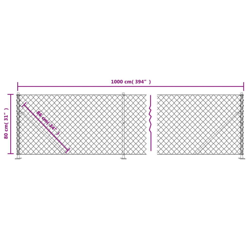 Gard plasă de sârmă cu bordură, antracit, 0,8x10 m Lando - Lando
