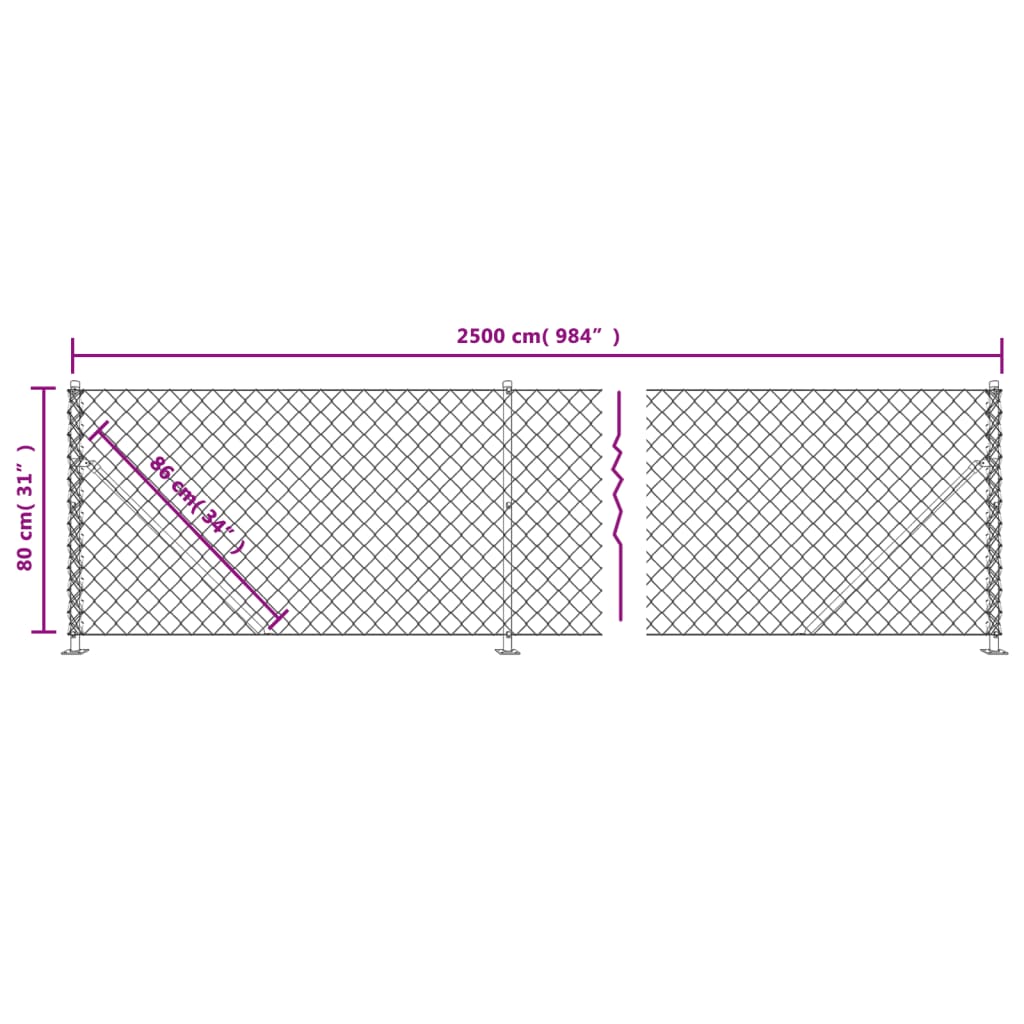 Gard plasă de sârmă cu bordură, antracit, 0,8x25 m Lando - Lando