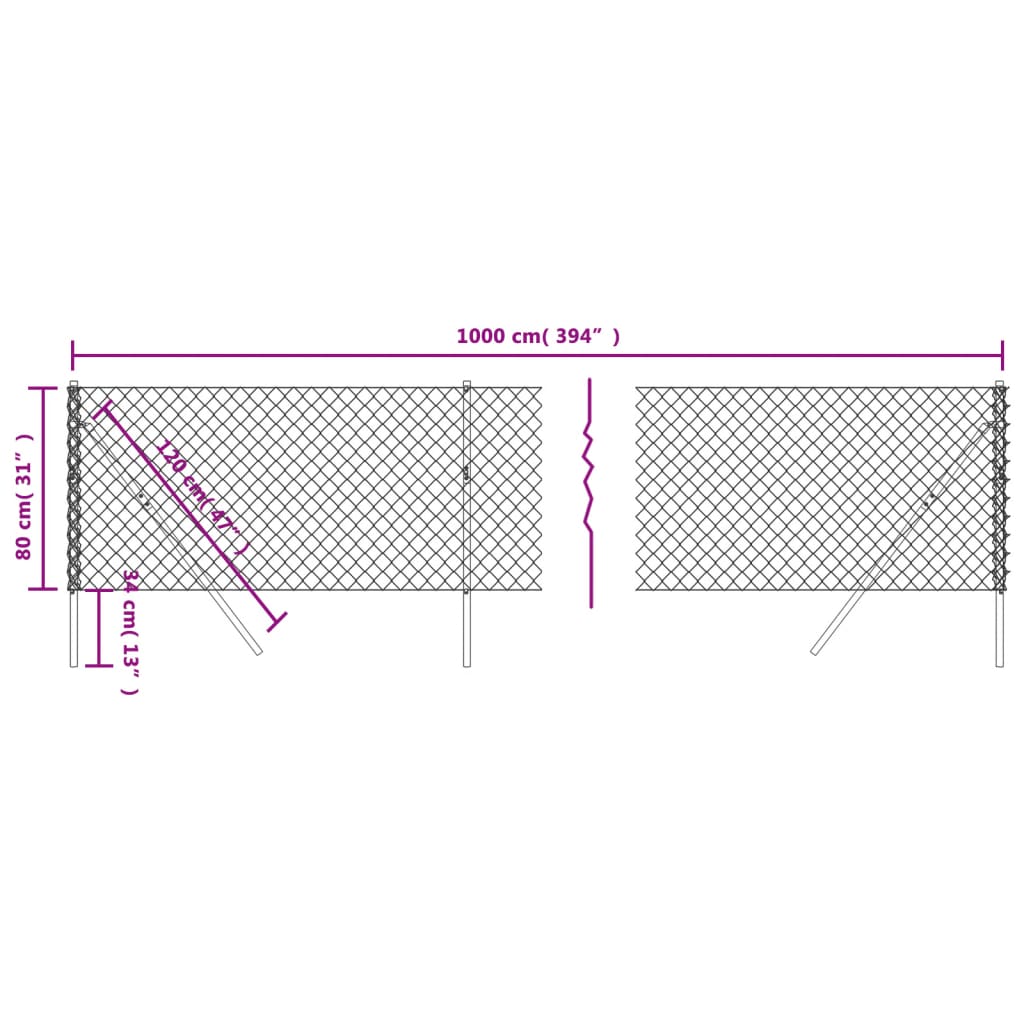 Gard de plasă de sârmă, argintiu, 0,8x10 m Lando - Lando