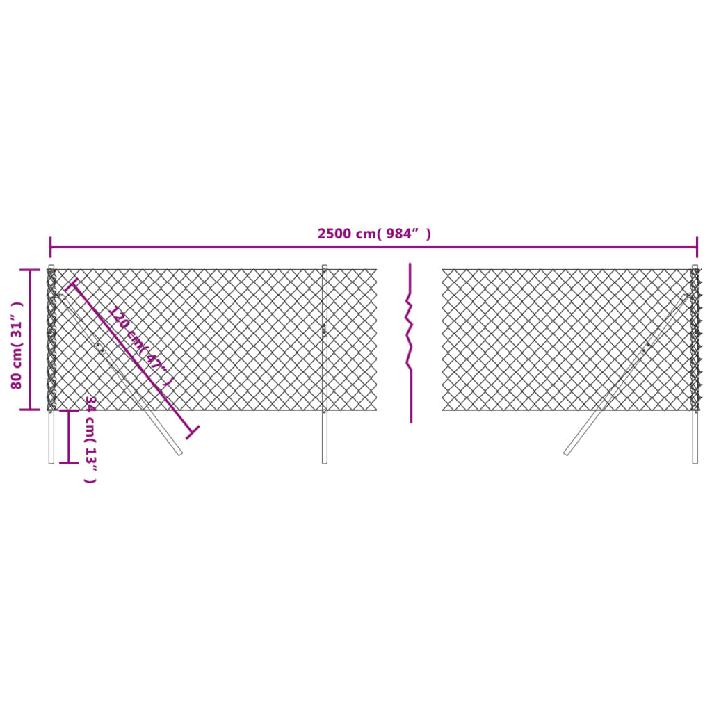 Gard de plasă de sârmă, argintiu, 0,8x25 m Lando - Lando