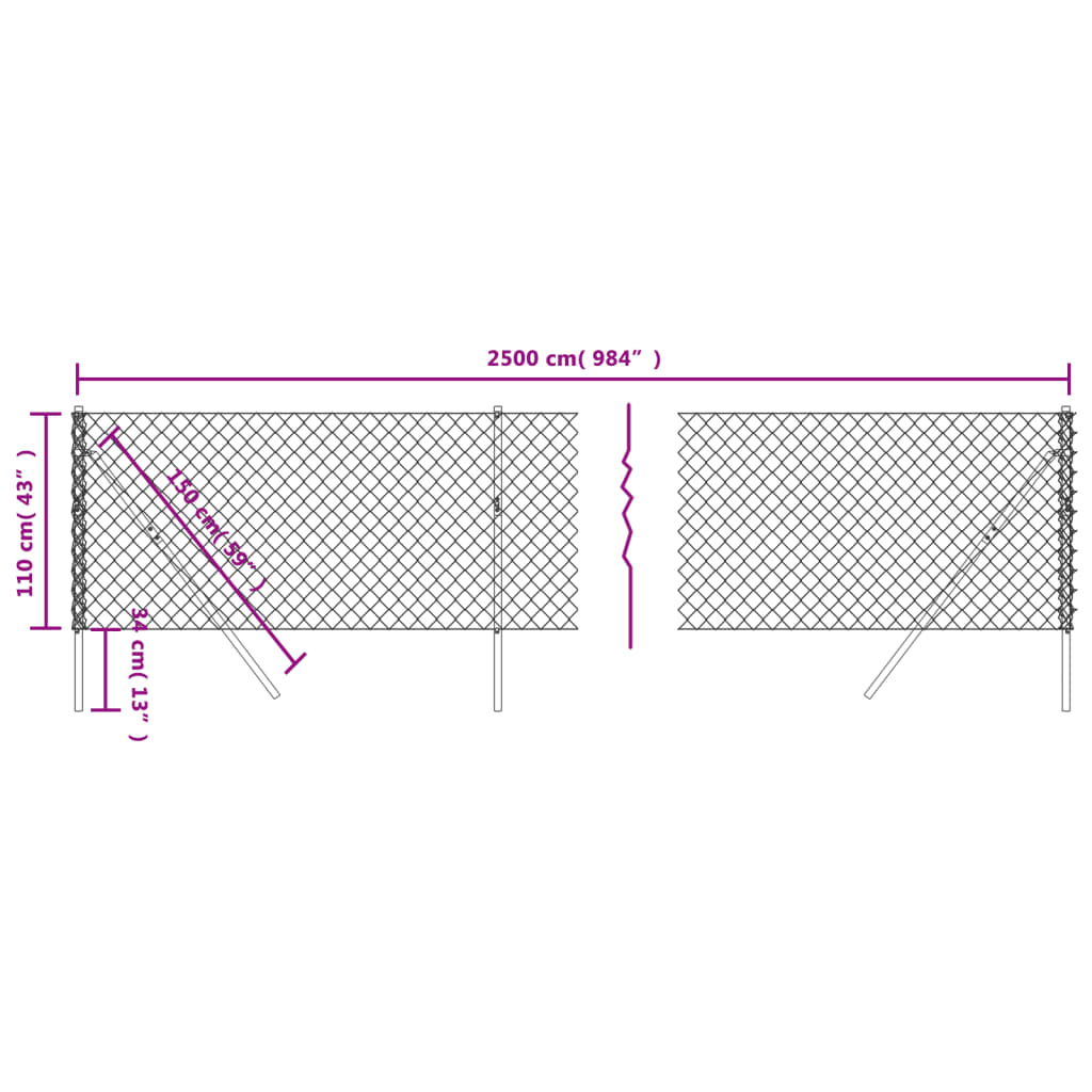 Gard de plasă de sârmă, argintiu, 1,1x25 m Lando - Lando