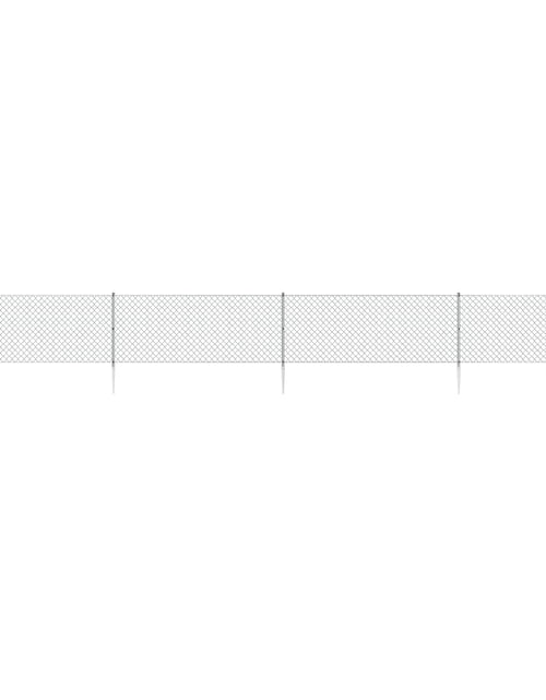 Încărcați imaginea în vizualizatorul Galerie, Gard plasă de sârmă cu țăruși de fixare, argintiu, 0,8x10 m Lando - Lando
