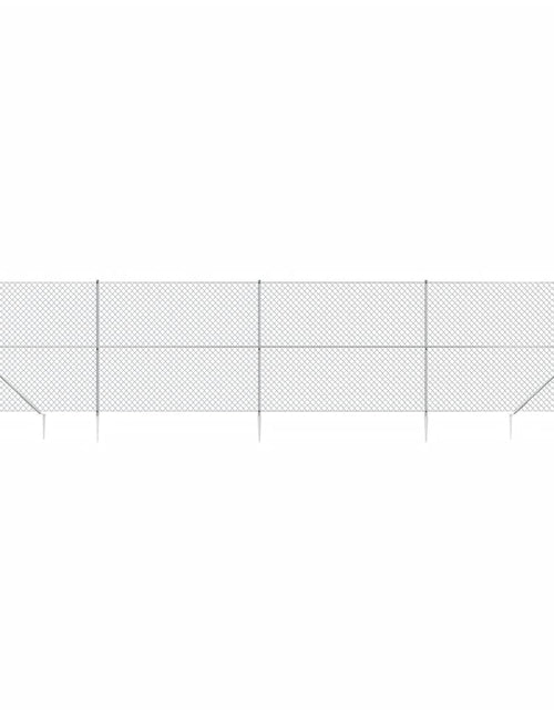Încărcați imaginea în vizualizatorul Galerie, Gard plasă de sârmă cu țăruși de fixare, argintiu, 1,4x10 m Lando - Lando
