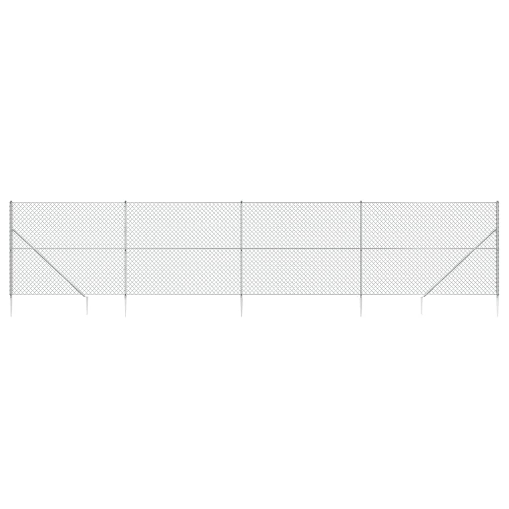 Gard plasă de sârmă cu țăruși de fixare, argintiu, 2x10 m Lando - Lando