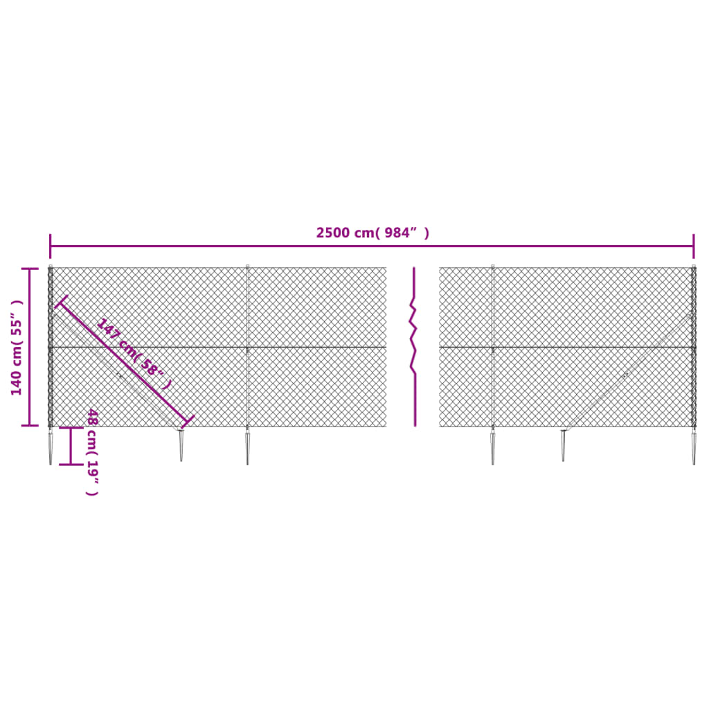 Gard plasă de sârmă cu țăruși de fixare, argintiu, 1,4x25 m Lando - Lando