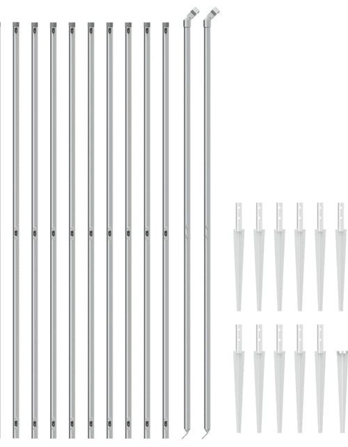 Încărcați imaginea în vizualizatorul Galerie, Gard plasă de sârmă cu țăruși de fixare, argintiu, 1,6x25 m Lando - Lando
