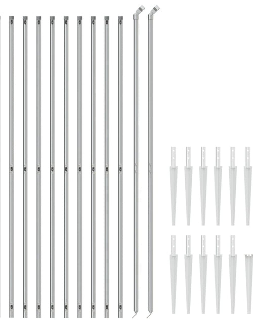 Încărcați imaginea în vizualizatorul Galerie, Gard plasă de sârmă cu țăruși de fixare, argintiu, 1,8x25 m Lando - Lando
