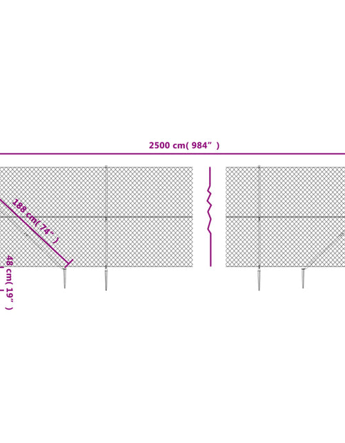 Загрузите изображение в средство просмотра галереи, Gard plasă de sârmă cu țăruși de fixare, argintiu, 1,8x25 m Lando - Lando
