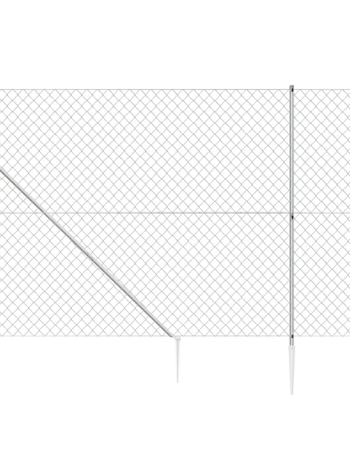 Încărcați imaginea în vizualizatorul Galerie, Gard plasă de sârmă cu țăruși de fixare, argintiu, 2,2x25 m Lando - Lando
