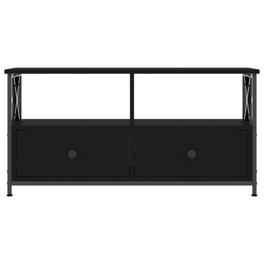 Comodă TV, negru, 90x33x45 cm, lemn prelucrat & fier Lando - Lando