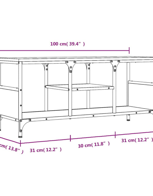 Загрузите изображение в средство просмотра галереи, Comodă TV, stejar maro, 100x35x45 cm, lemn prelucrat &amp; fier Lando - Lando
