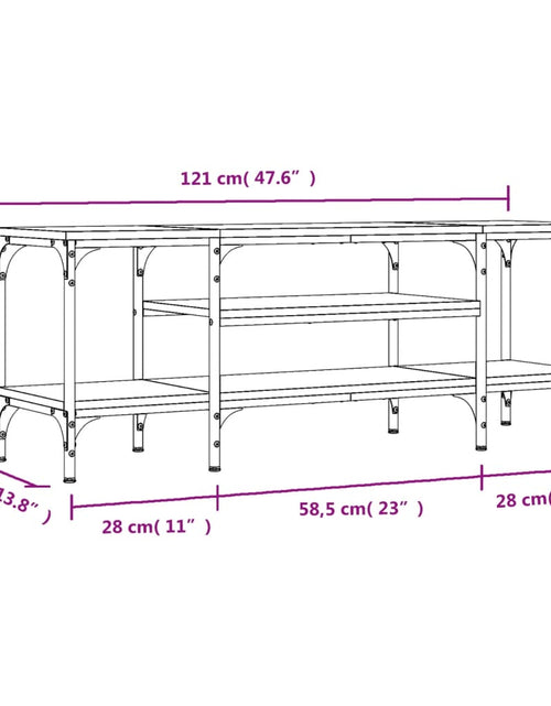 Загрузите изображение в средство просмотра галереи, Comodă TV, stejar afumat, 121x35x45 cm, lemn prelucrat &amp; fier Lando - Lando
