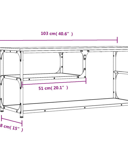 Загрузите изображение в средство просмотра галереи, Comodă TV, stejar maro, 103x38x46,5 cm, lemn prelucrat și oțel Lando - Lando
