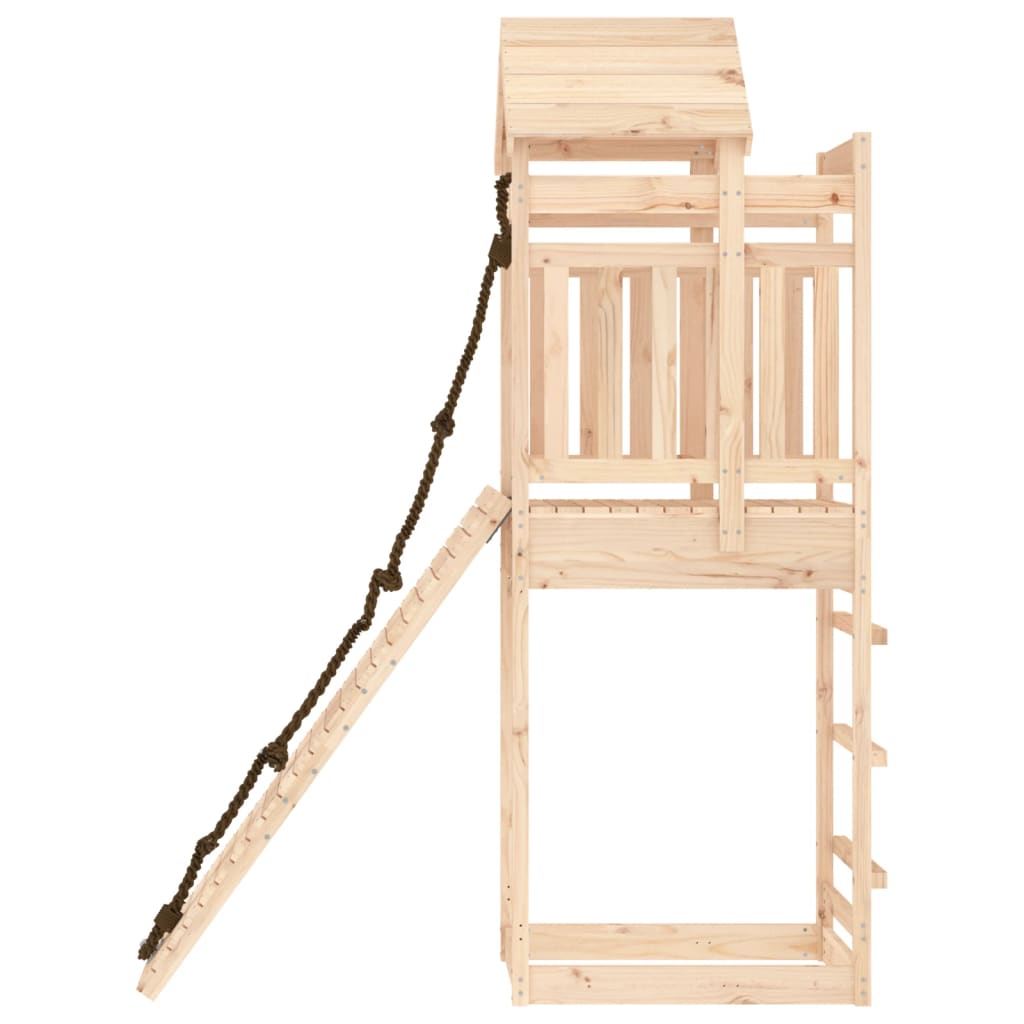 Căsuță de joacă cu perete de cățărat, lemn masiv de pin - Lando
