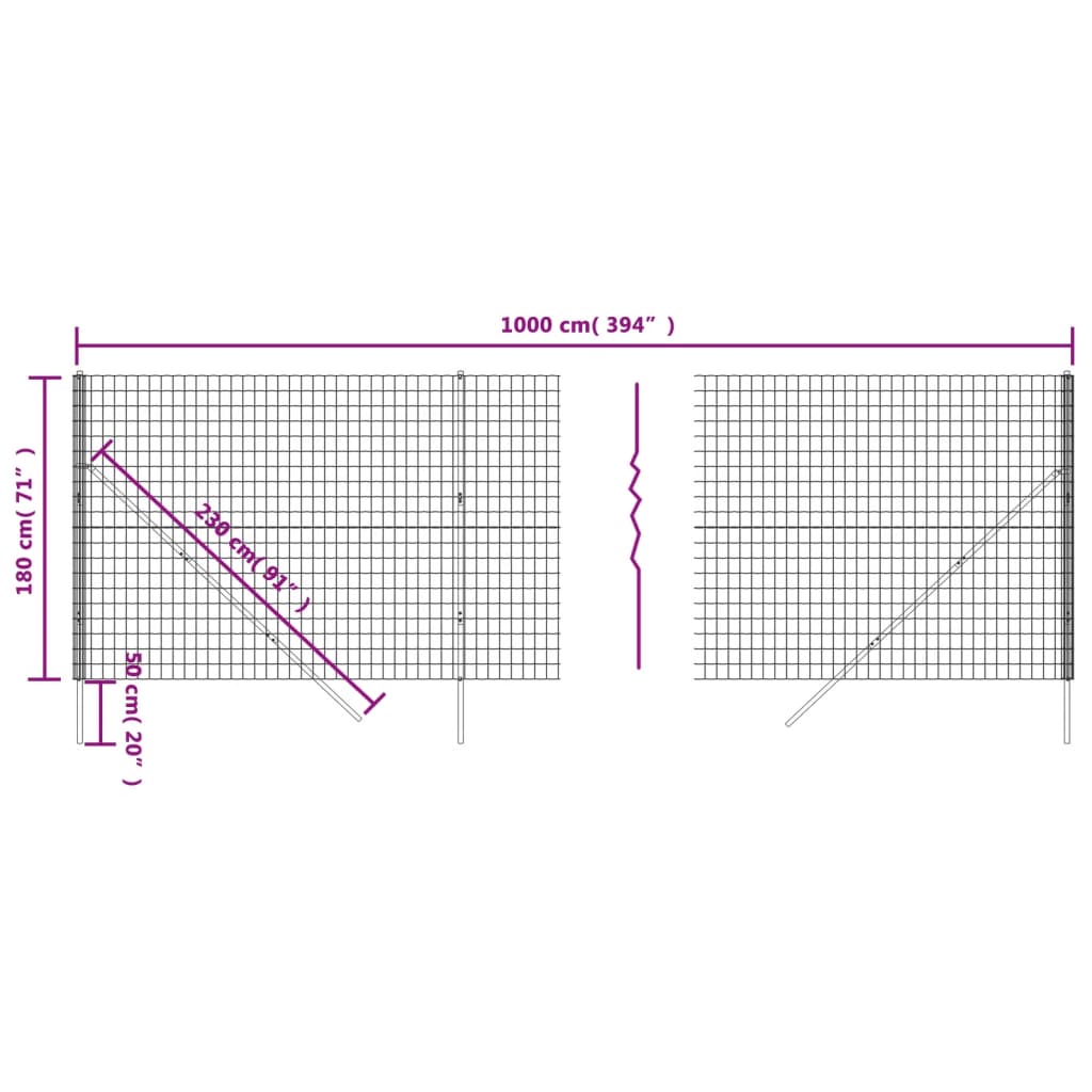 Gard plasă de sârmă, verde, 1,8x10 m, oțel galvanizat Lando - Lando