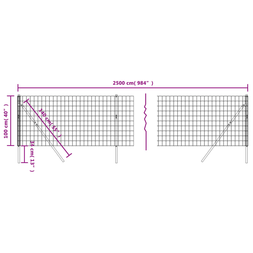 Gard plasă de sârmă, verde, 1x25 m, oțel galvanizat Lando - Lando