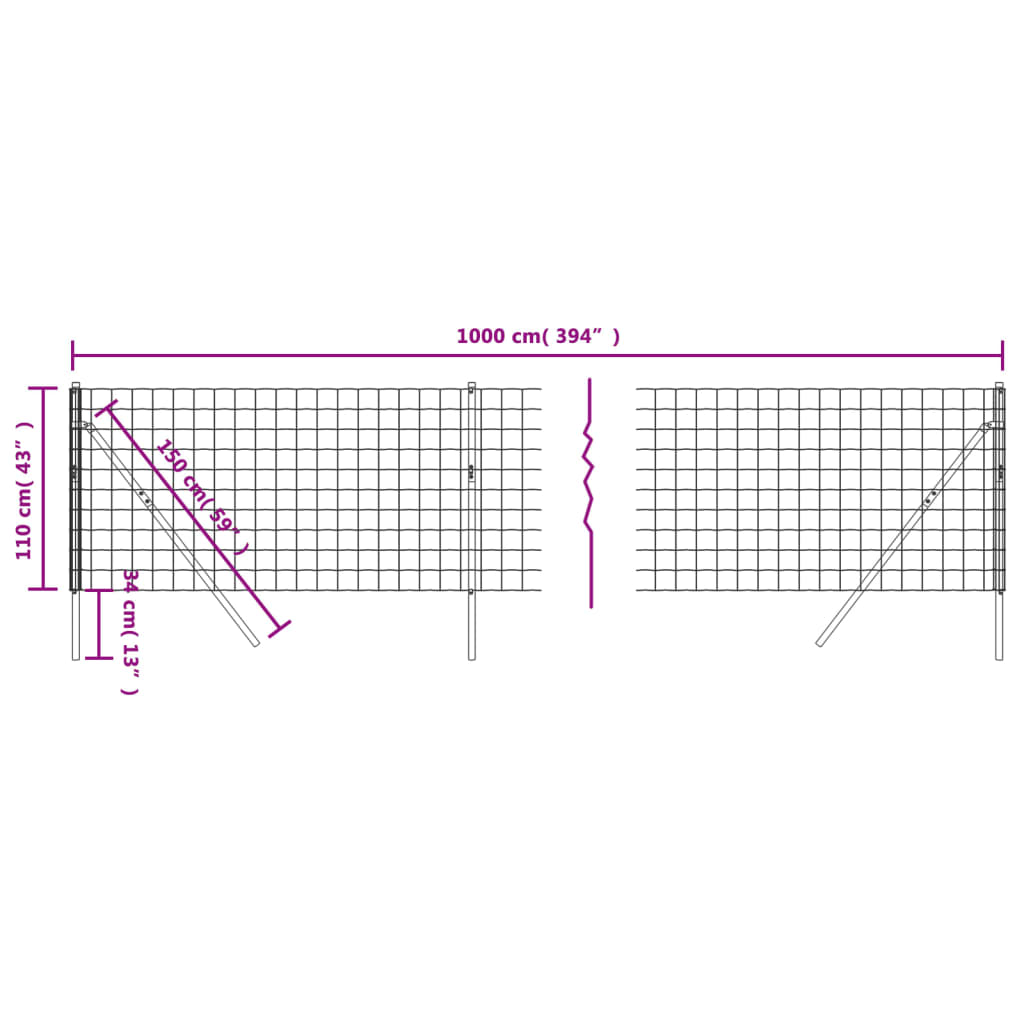 Gard plasă de sârmă, verde, 1,1x10 m, oțel galvanizat Lando - Lando