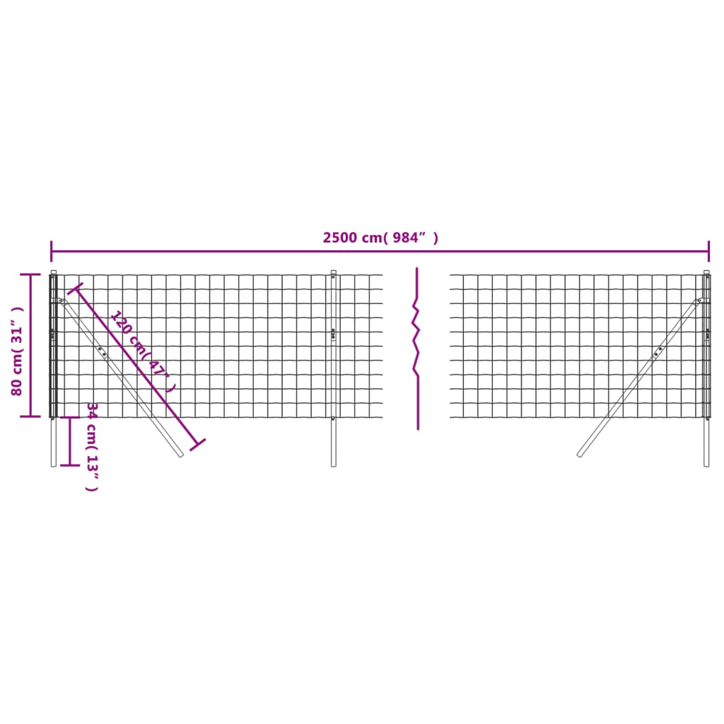 Gard plasă de sârmă, verde, 0,8x25 m, oțel galvanizat Lando - Lando