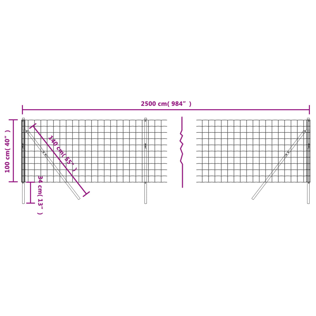 Gard plasă de sârmă, verde, 1x25 m, oțel galvanizat Lando - Lando