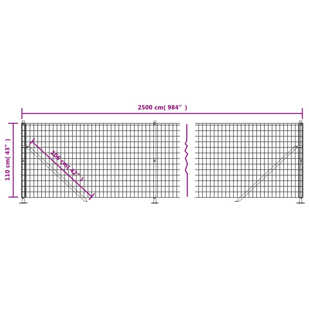 Gard plasă de sârmă cu bordură, verde, 1,1x25 m Lando - Lando