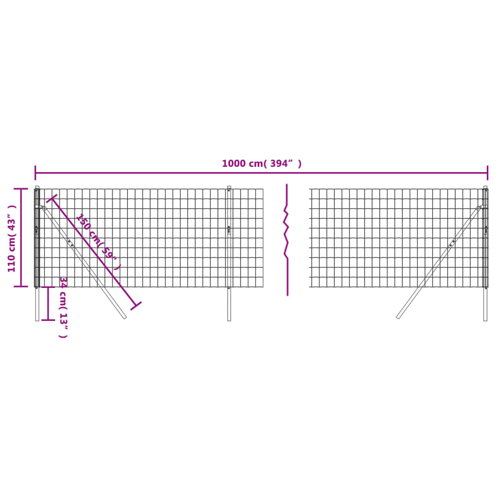 Gard plasă de sârmă, antracit, 1,1x10 m, oțel galvanizat Lando - Lando