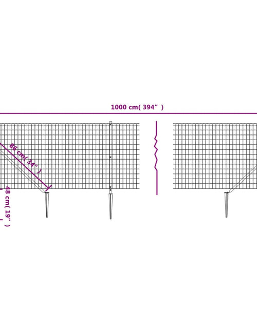 Încărcați imaginea în vizualizatorul Galerie, Gard plasă de sârmă cu țăruși de fixare, antracit, 0,8x10 m Lando - Lando
