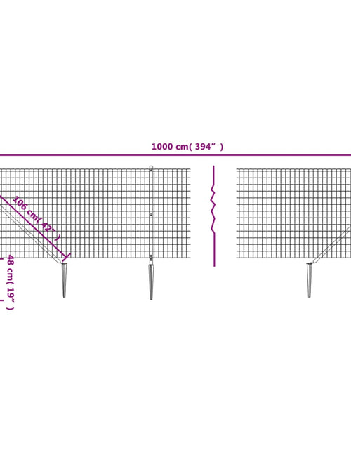 Încărcați imaginea în vizualizatorul Galerie, Gard plasă de sârmă cu țăruși de fixare, antracit, 1x10 m Lando - Lando
