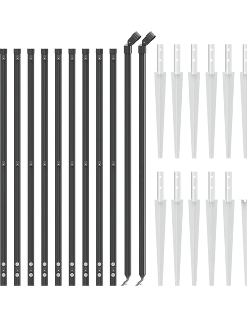 Загрузите изображение в средство просмотра галереи, Gard plasă de sârmă cu țăruși de fixare, antracit, 0,8x25 m Lando - Lando

