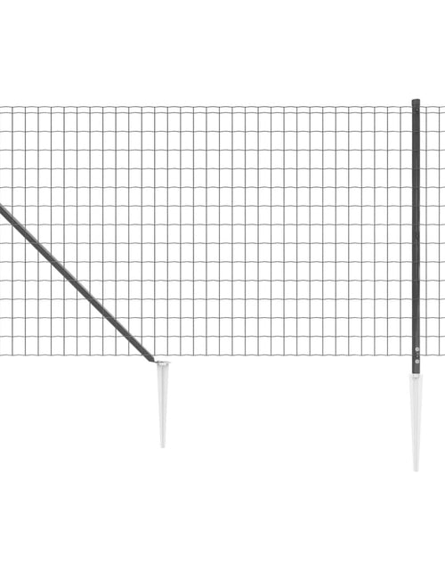 Загрузите изображение в средство просмотра галереи, Gard plasă de sârmă cu țăruși de fixare, antracit, 0,8x25 m Lando - Lando
