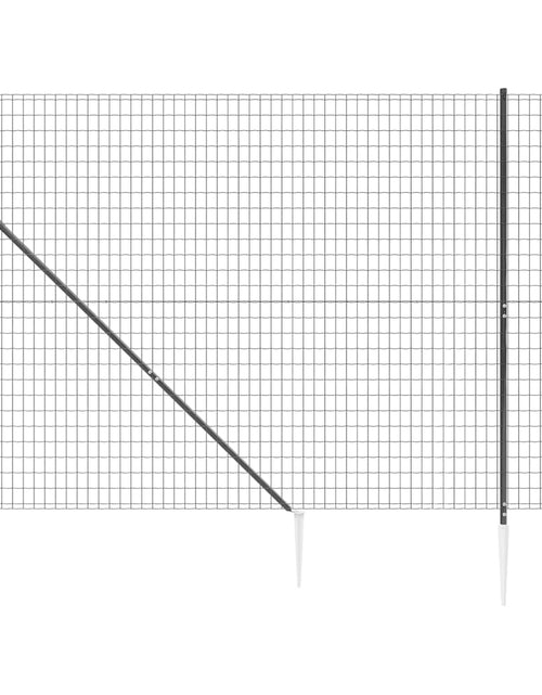 Загрузите изображение в средство просмотра галереи, Gard plasă de sârmă cu țăruși de fixare, antracit, 1,4x25 m Lando - Lando
