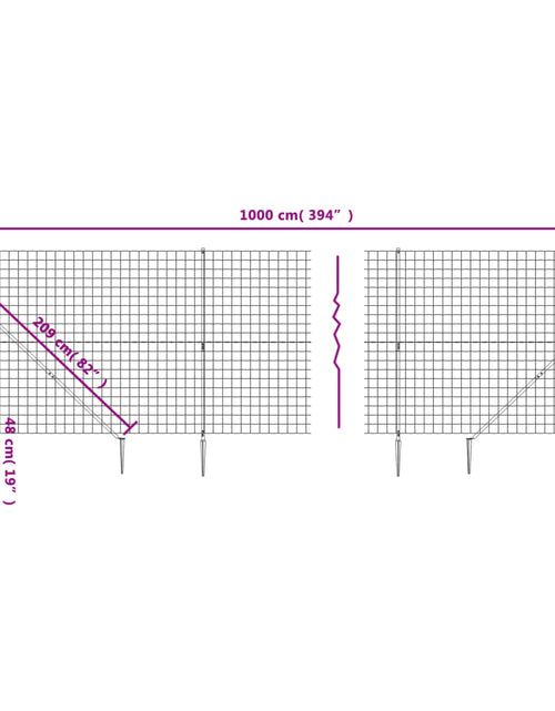 Încărcați imaginea în vizualizatorul Galerie, Gard plasă de sârmă cu țăruși de fixare, antracit, 2x10 m Lando - Lando
