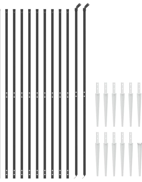 Încărcați imaginea în vizualizatorul Galerie, Gard plasă de sârmă cu țăruși de fixare, antracit, 1,8x25 m Lando - Lando
