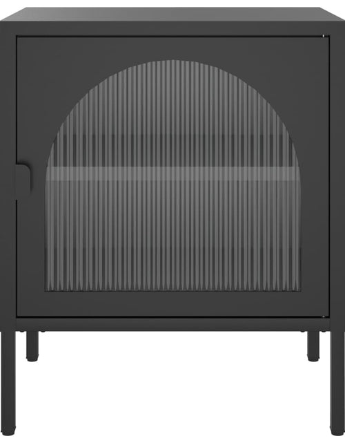 Încărcați imaginea în vizualizatorul Galerie, Noptieră, negru, 50x35x60 cm, sticlă și oțel - Lando
