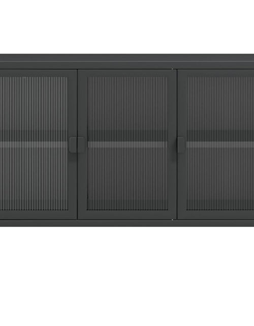 Загрузите изображение в средство просмотра галереи, Servantă, negru, 105x35x70 cm, sticlă și oțel - Lando
