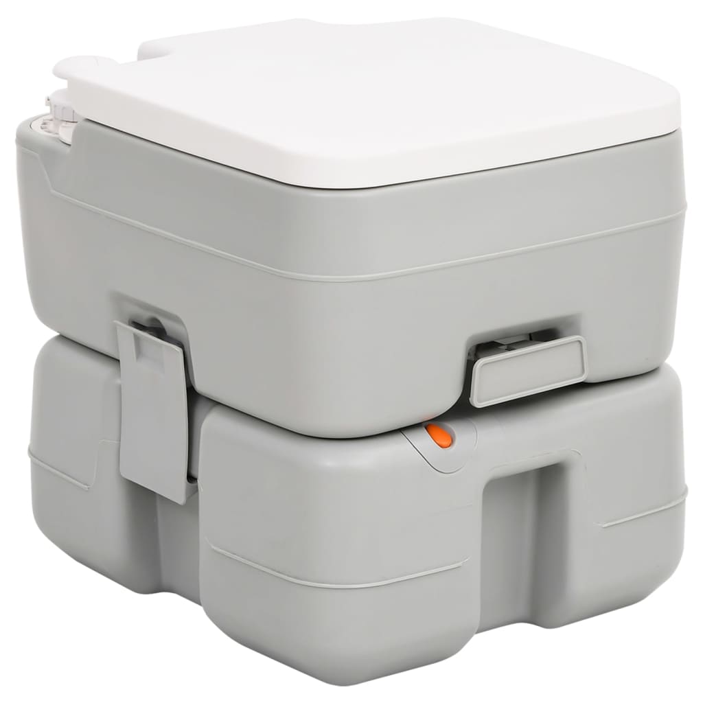 Toaletă portabilă de camping, gri și alb, 15+10 L, HDPE - Lando