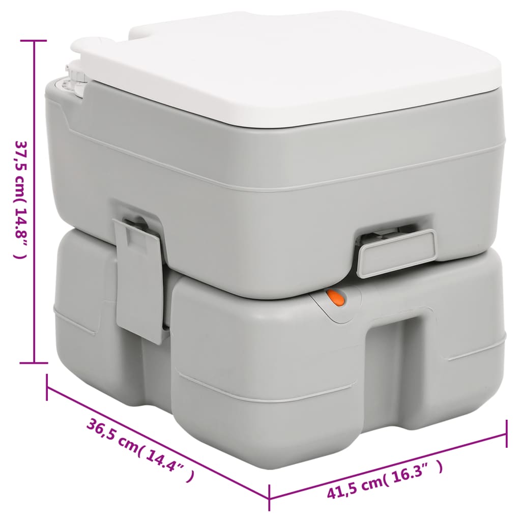 Toaletă portabilă de camping, gri și alb, 15+10 L, HDPE - Lando