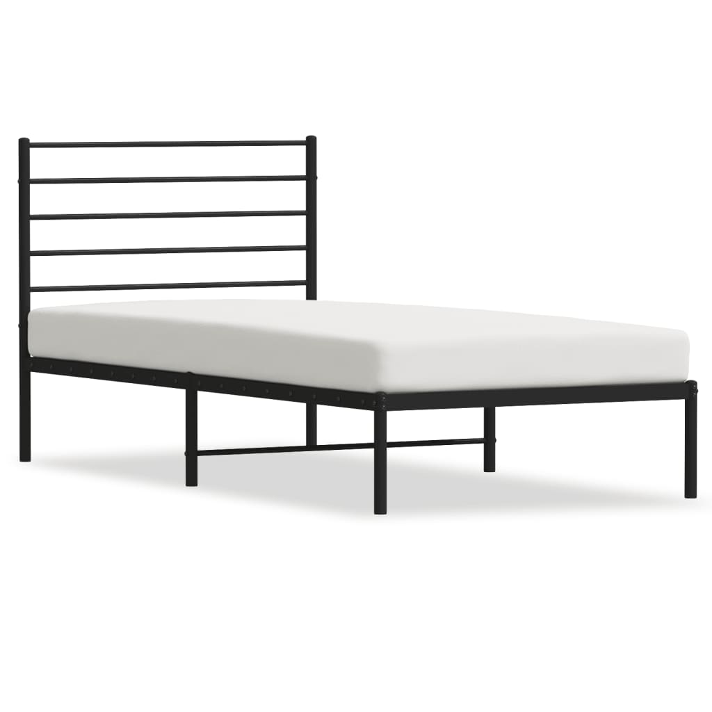 Cadru de pat din metal cu tăblie, negru, 107x203 cm - Lando