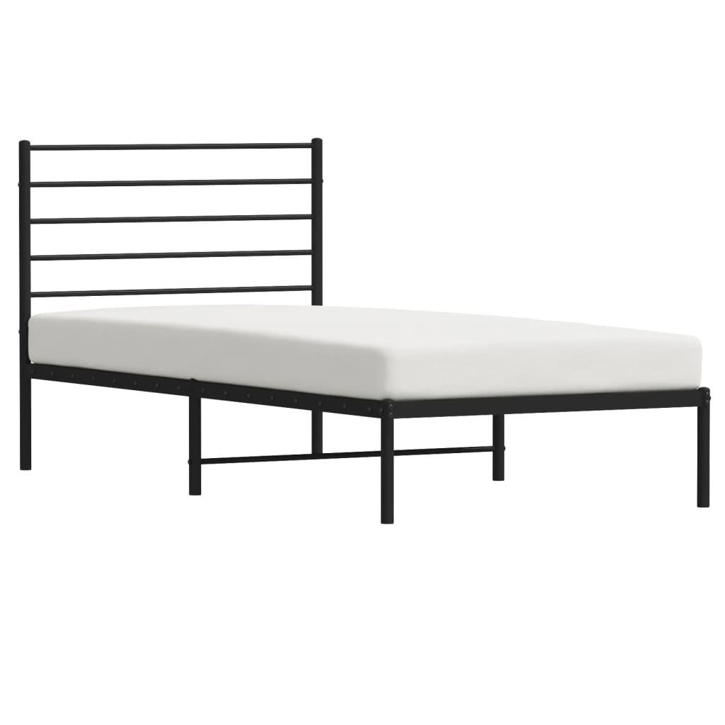 Cadru de pat din metal cu tăblie, negru, 107x203 cm - Lando