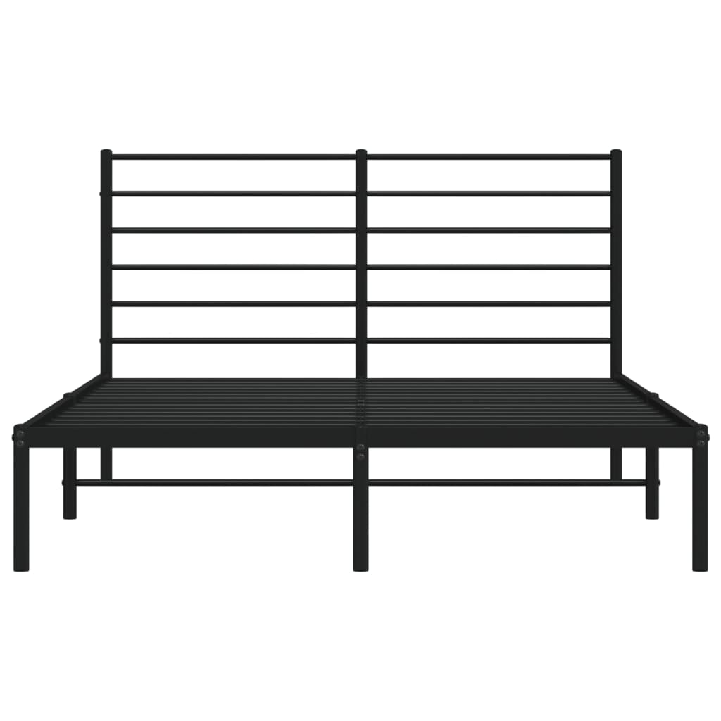 Cadru de pat metalic cu tăblie, negru, 140x200 cm - Lando