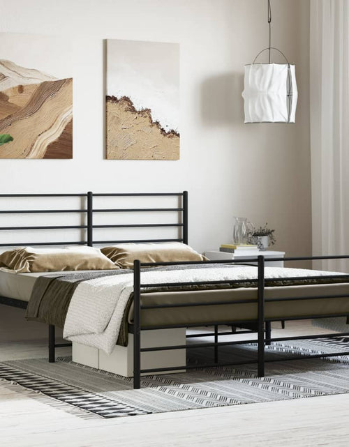 Încărcați imaginea în vizualizatorul Galerie, Cadru pat metalic cu tăblie de cap/picioare, negru, 120x190 cm - Lando
