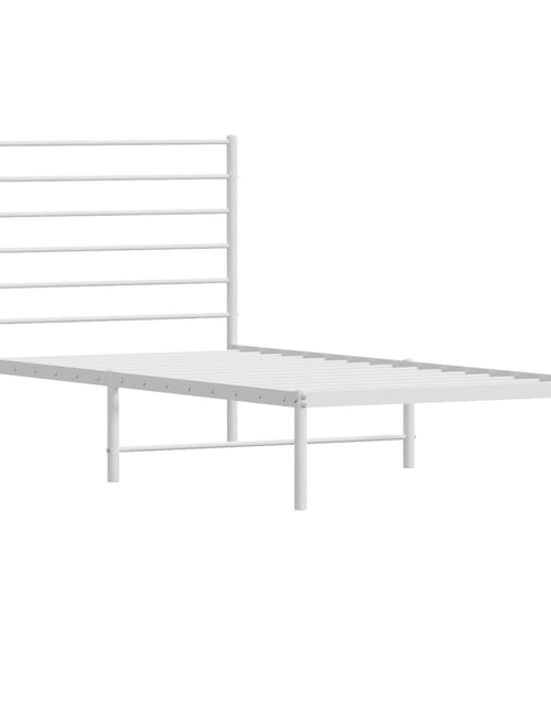 Загрузите изображение в средство просмотра галереи, Cadru de pat din metal cu tăblie, alb, 100x200 cm - Lando
