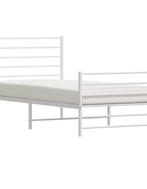 Încărcați imaginea în vizualizatorul Galerie, Cadru de pat metalic cu tăblie de cap/picioare, alb, 75x190 cm - Lando
