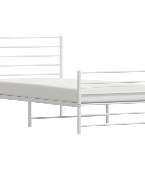Încărcați imaginea în vizualizatorul Galerie, Cadru de pat metalic cu tăblie de cap/picioare, alb, 90x190 cm - Lando

