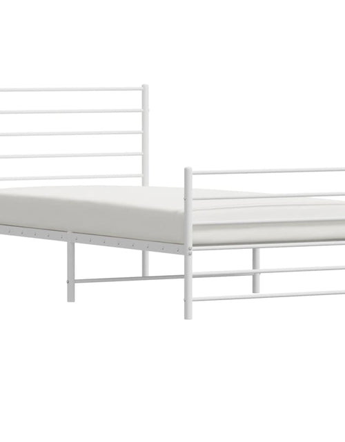 Încărcați imaginea în vizualizatorul Galerie, Cadru de pat metalic cu tăblie de cap/picioare, alb, 107x203 cm - Lando
