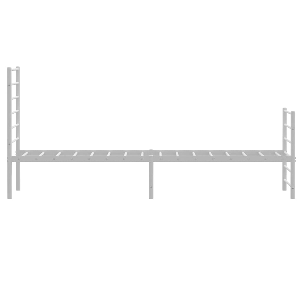 Cadru de pat metalic cu tăblie de cap/picioare, alb, 107x203 cm - Lando