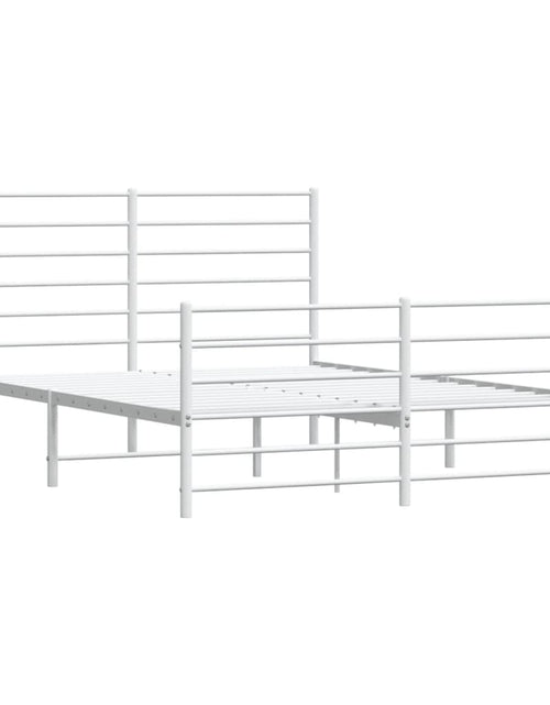 Încărcați imaginea în vizualizatorul Galerie, Cadru de pat metalic cu tăblie, alb, 120x200 cm - Lando
