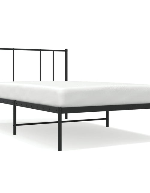Încărcați imaginea în vizualizatorul Galerie, Cadru de pat din metal cu tăblie, negru, 100x200 cm - Lando
