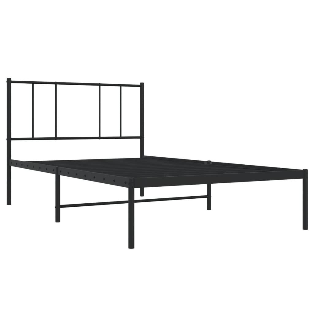 Cadru de pat din metal cu tăblie, negru, 107x203 cm - Lando