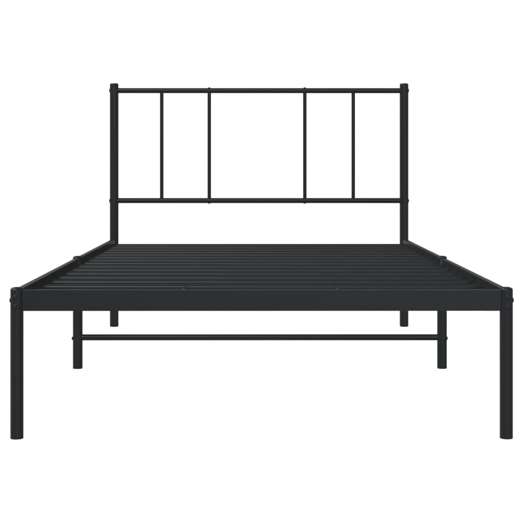 Cadru de pat din metal cu tăblie, negru, 107x203 cm - Lando