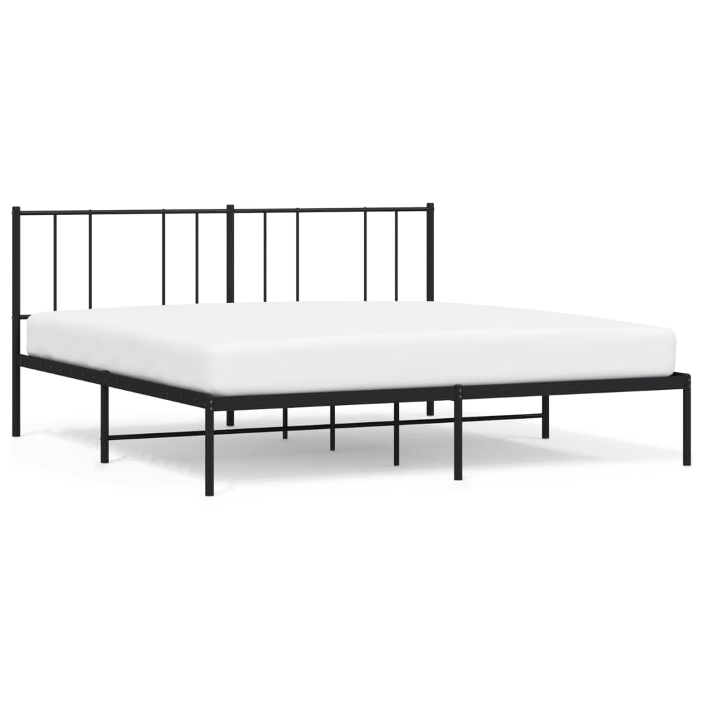 Cadru de pat metalic cu tăblie, negru, 180x200 cm - Lando